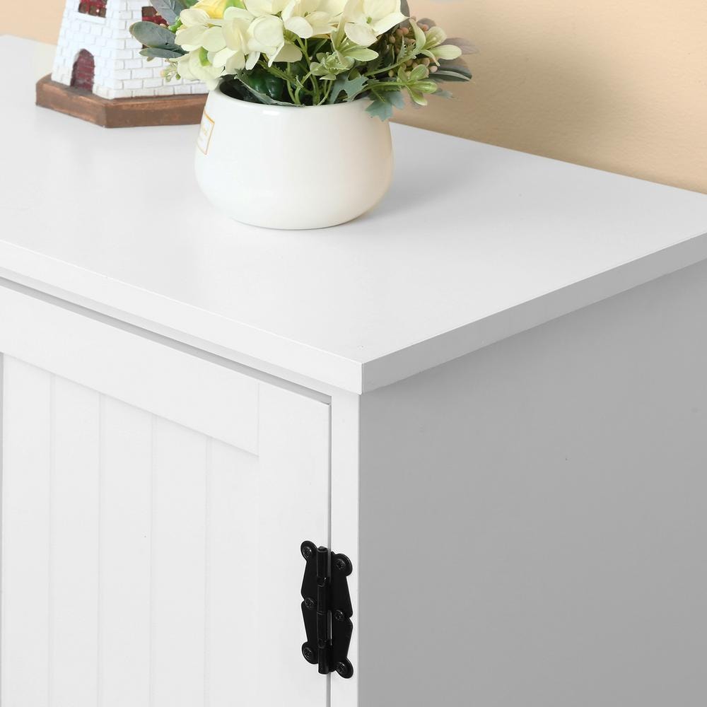 White Farmhouse Kitchen Pantry Cabinet with Adjustable Shelves