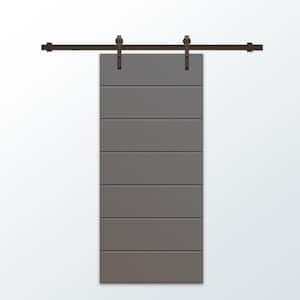 42 in. x 96 in. Light Gray Stained Composite MDF Paneled Interior Sliding Barn Door with Hardware Kit