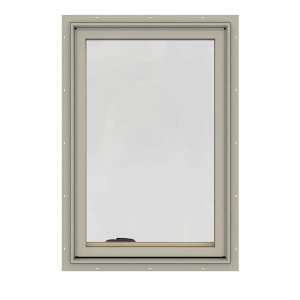 JELD-WEN 28.75 in. x 40.75 in. W-2500 Series Desert Sand Painted Clad Wood Right-Handed Casement Window w/ BetterVue Mesh Screen