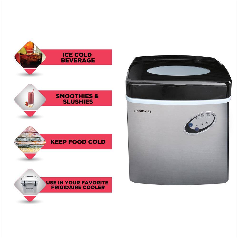 48 lb. Black Stainless Steel Freestanding Ice Maker with LED Control
