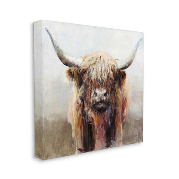 Stupell Industries Abstract Shaggy Cattle Portrait Brown Farm Animal by Marilyn Hageman Unframed Print Animal Wall Art 30 in. x 30 in.