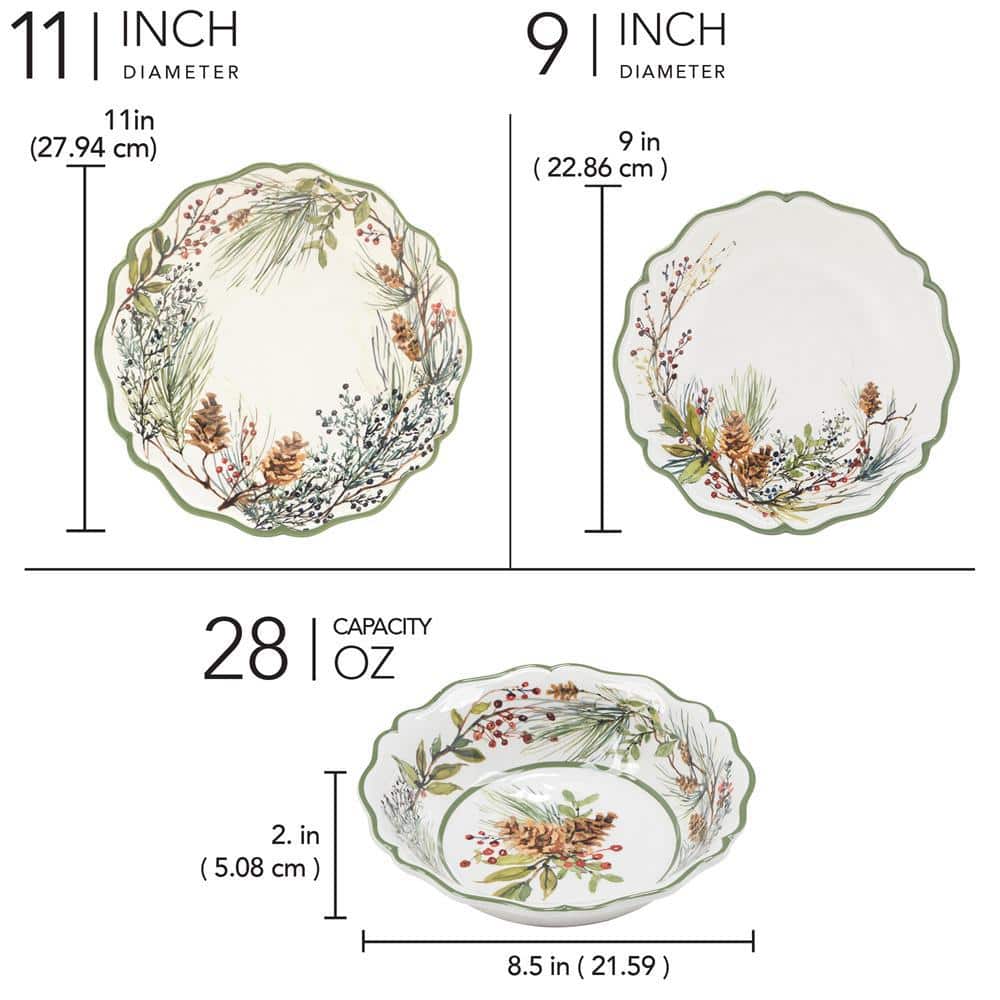 Perlette Red 12-Piece Melamine Holiday Dinnerware Set