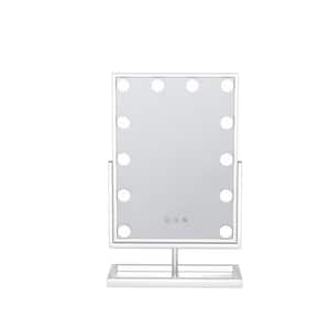 Hollywood 14 in. W x 19 in. H Framed Rectangular Dimmer Bathroom Vanity Mirror in White