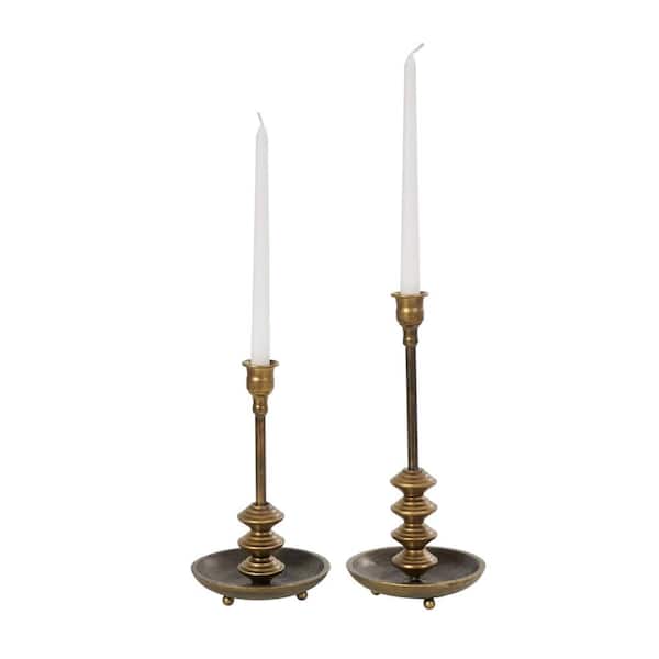Antique Brass Taper Candle Holders - Set of 2