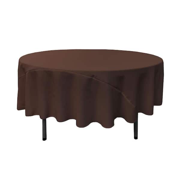 90 in. Round Brown Polyester Poplin Tablecloth