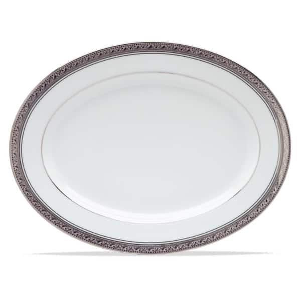 Crestwood Platinum 16 in. (Platinum) Porcelain Oval Platter