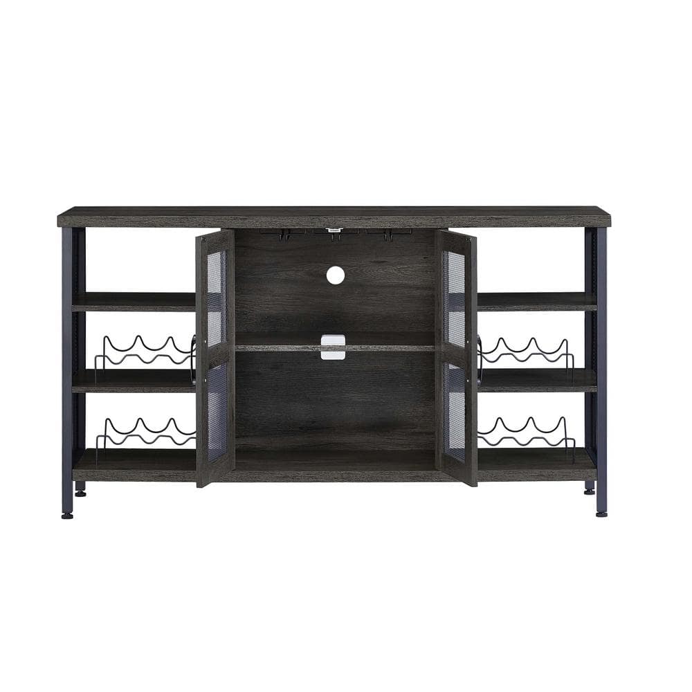 Spaco Dark Grey Wine Bar with Wine Racks and Stemware Holder