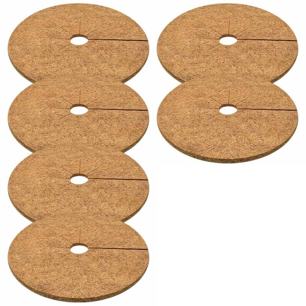 24 in. Natural Coconut Fiber Mulch Ring, Weed Barrier Protector Mat Kit with Edging for Indoor Outdoor Trees (6-Pack) price history on PriceWatchPro