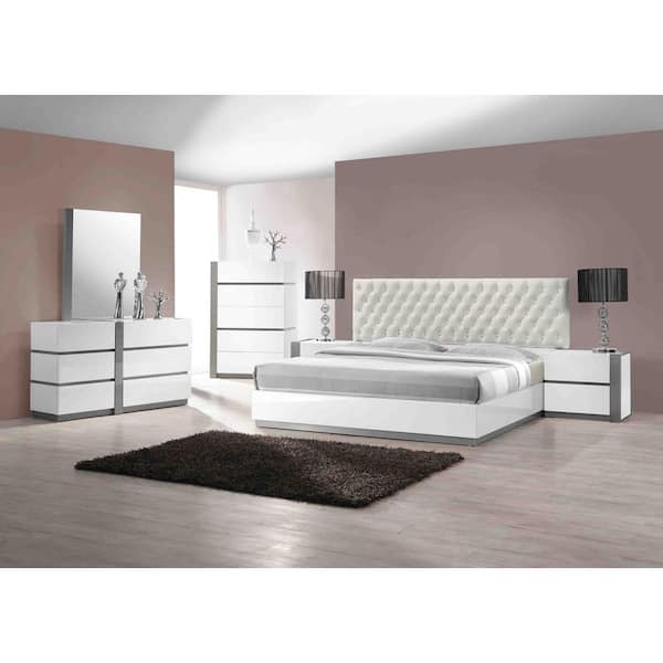 Best Master Furniture Seville 6-Drawer White Modern Dresser 32 in. H x 55 in. W x 18 in. D