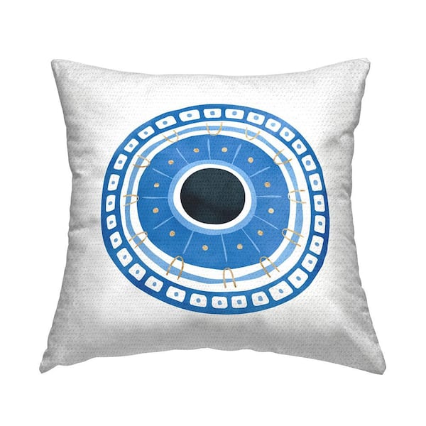 Stupell Industries Blue Geometric Patterned Spiritual Symbol Evil Eye Blue Square Outdoor Throw Pillow