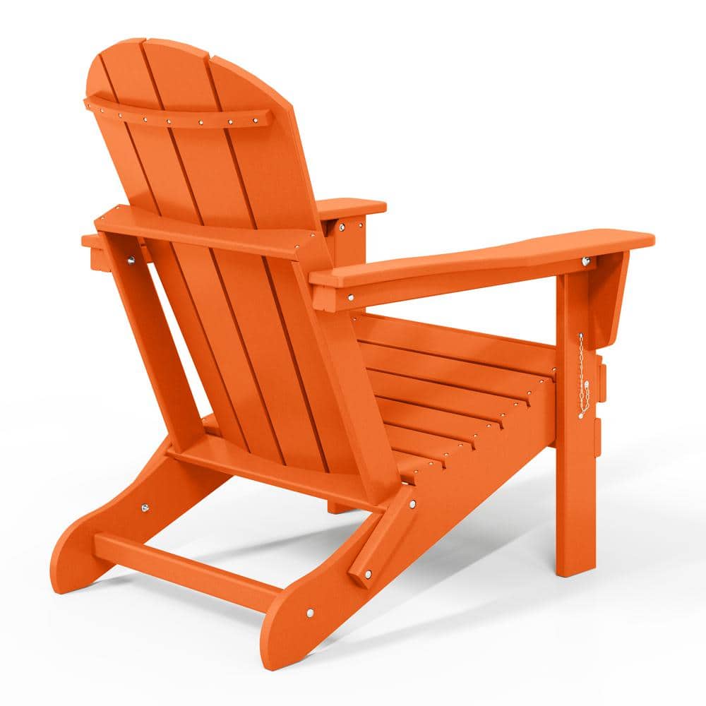 Orange HDPE Folding Adirondack Chairs Set of 2