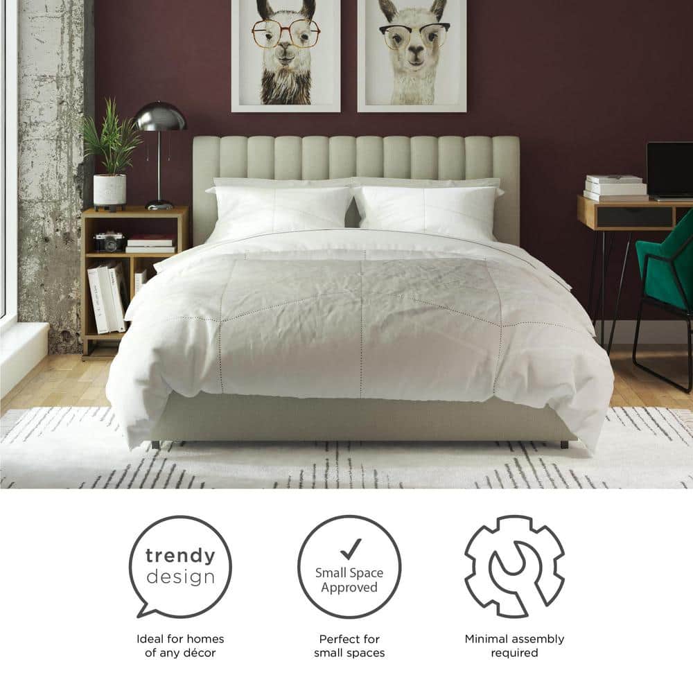 Brittany Modern Full Gray Upholstered Bed with Storage Drawers