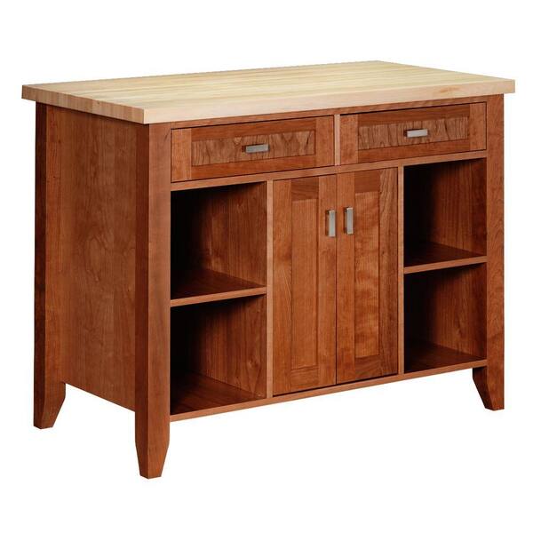 Strasser Woodenworks Provence 48 in. W Kitchen Island in Cinnamon Cherry with Solid Maple Butcher Block Top