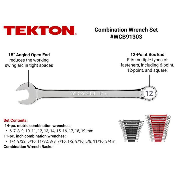 1/4-3/4 in., 6-19 mm Combination Wrench Set with Rack (25-Piece)