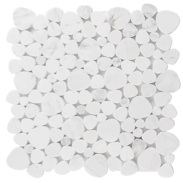 ANDOVA Oasis Halo White Matte 4.5 in. x 8.25 in. Unique Shape Smooth Natural Stone Mosaic Tile Sample