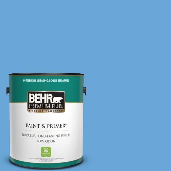 BEHR PREMIUM PLUS 1 gal. #560B-5 Ocean Tropic Semi-Gloss Enamel Low Odor Interior Paint & Primer