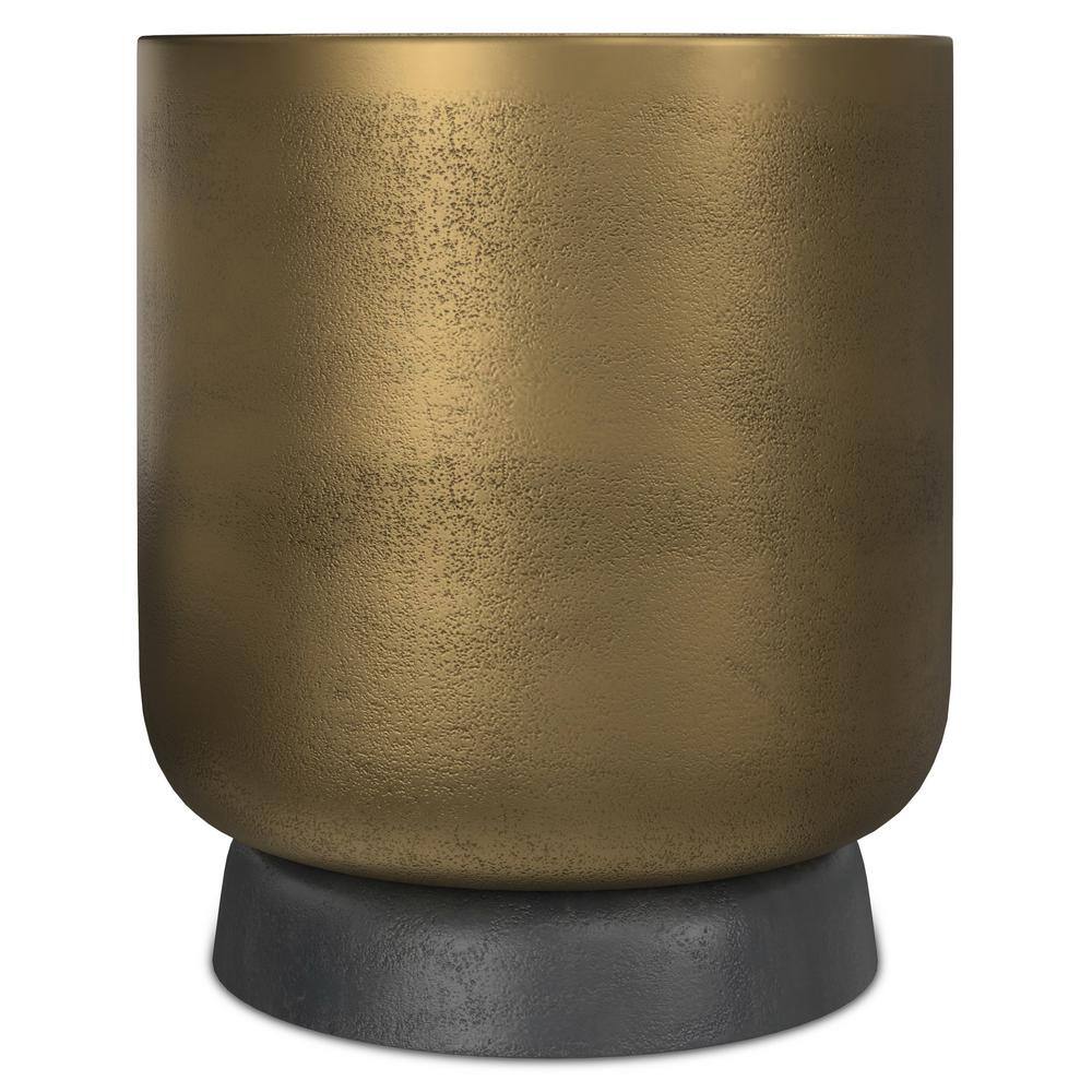 Cody 16" Round Antique Brass and Bronze Metal Side Table