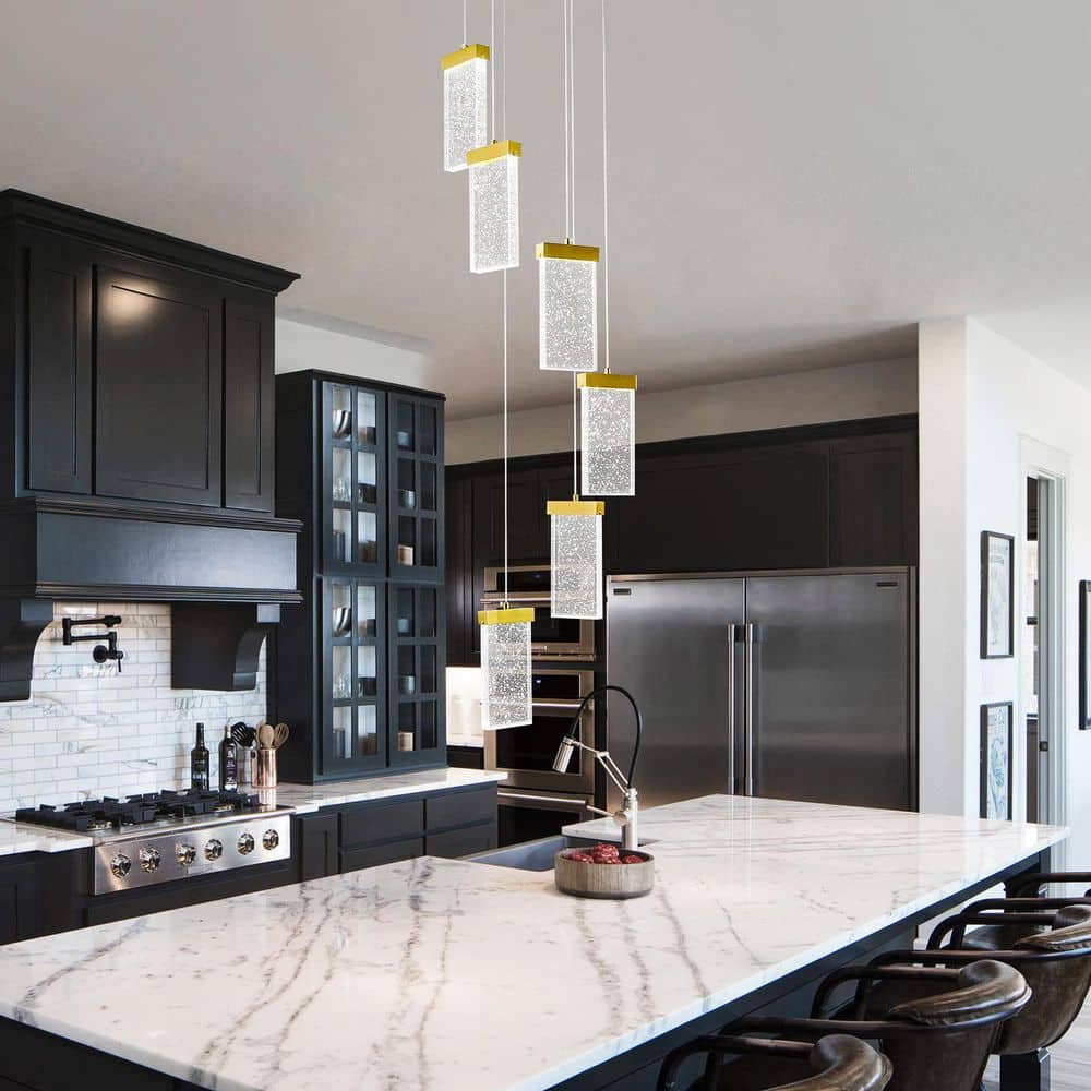 Home Light 6 Lights 18 Watts LED Gold Pendant Light Fixtures Hanging Lamp With Crystal Shade, 1Pack price history on PriceWatchPro
