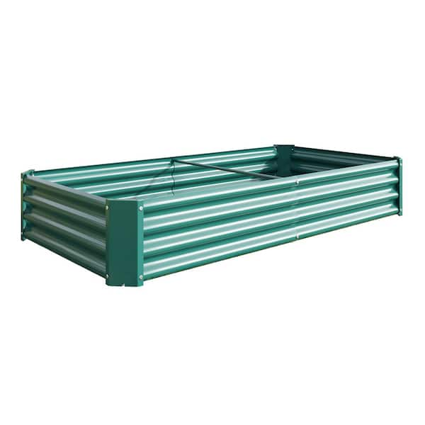 BTMWAY 6 ft. L x 3 ft. W x 1 ft. H Green Galvanized Metal Outdoor ...