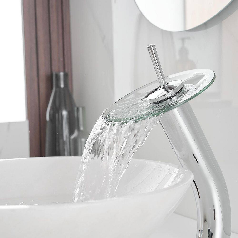 Polished Chrome Waterfall Single Handle Vessel Sink Faucet