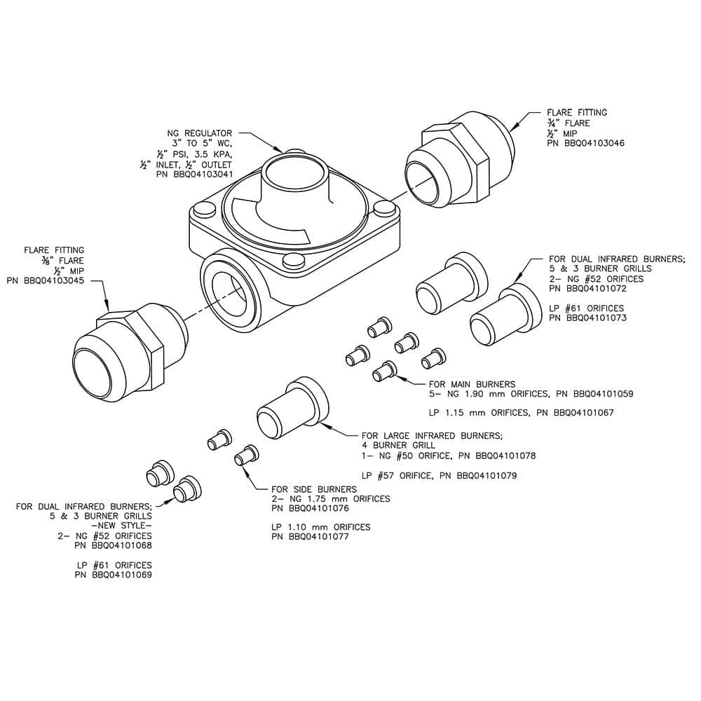 Cal Flame Brass and Silver Natural Gas Grill Conversion Kit