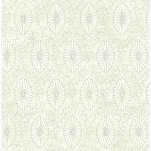 Palladium Metallic Ivory and Seafoam Medallion Paper Strippable Roll (Covers 56.05 sq. ft.)