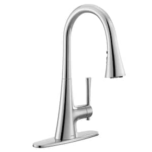 Kurv Single Handle Pull-Down Sprayer Kitchen Faucet with Optional 3- in -1 Water Filtration in Chrome