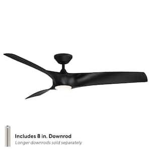 Zephyr 62 in. Smart Indoor/Outdoor 3-Blade Ceiling Fan Matte Black with 3000K LED and Remote Control