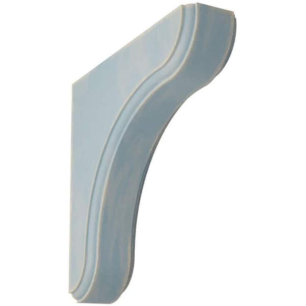 Ekena Millwork 1-3/4 in. x 7-1/2 in. x 7-1/2 in. Driftwood Blue Eaton Wood Vintage Decor Bracket
