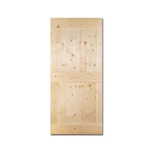 24 in. x 84 in. Mid-Bar Series Unfinished DIY Knotty Pine Wood Interior Sliding Barn Door
