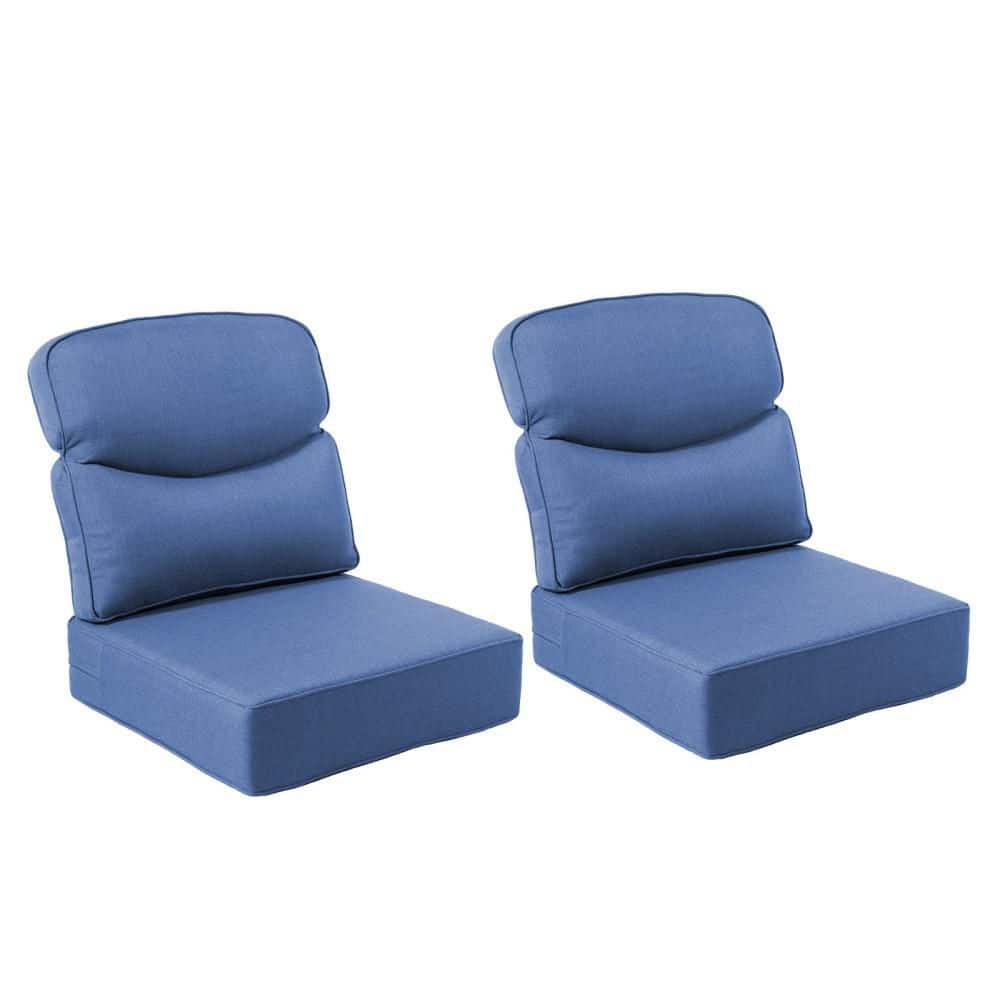 Crescent 24 in. x 24 in. x 6 in. 4-Piece Deep Seating Outdoor Lounge Chair Thick Cushion Set in Blue (2-Set) price history on PriceWatchPro