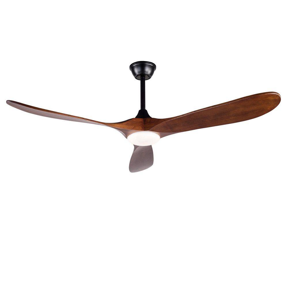 52 in. Black Brown Wood Downrod Mount Standard Ceiling Fan with Integrated LED Lights and Remote Included price history on PriceWatchPro