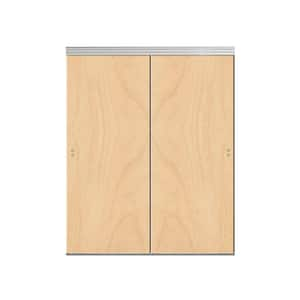 60 in. x 84 in. Smooth Flush Stain Grade Maple Solid Core MDF Interior Closet Sliding Door with Chrome Trim