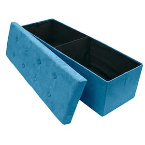 43 in. L x 15 in. W x 15 in. H Teal Collapsible Chest Fabric Bench Storage Box