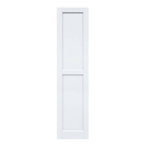 Winworks Wood Composite 15 in. x 63 in. Contemporary Flat Panel Shutters Pair #631 White