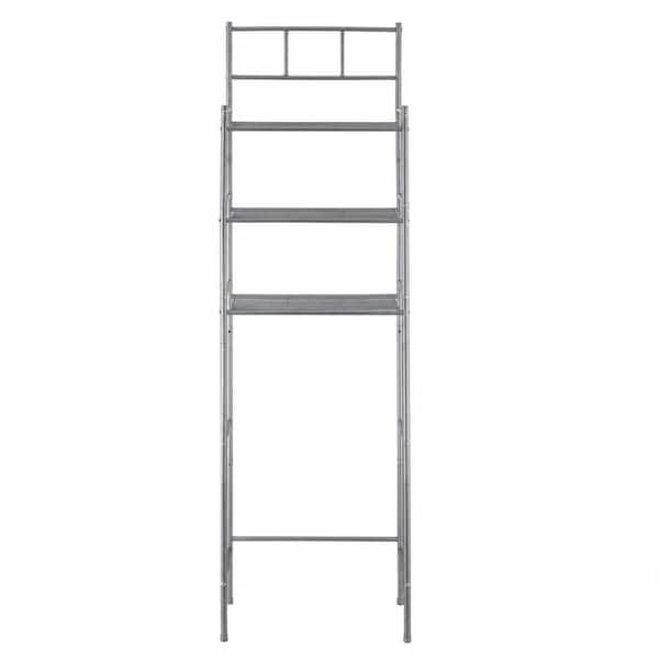 3-Tier Metal Over The Toilet Storage Rack 66 in. H Freestanding Bathroom Organizer Shelf, Grey Bathroom,