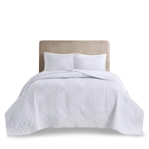 Hayley 3-Piece White Polyester Full/Queen Reversible Quilt Set