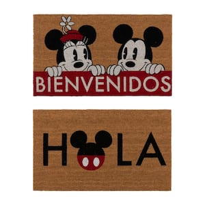 Mickey Mouse Spanish 20 in. x 34 in. Coir Door Mat (2-Pack)