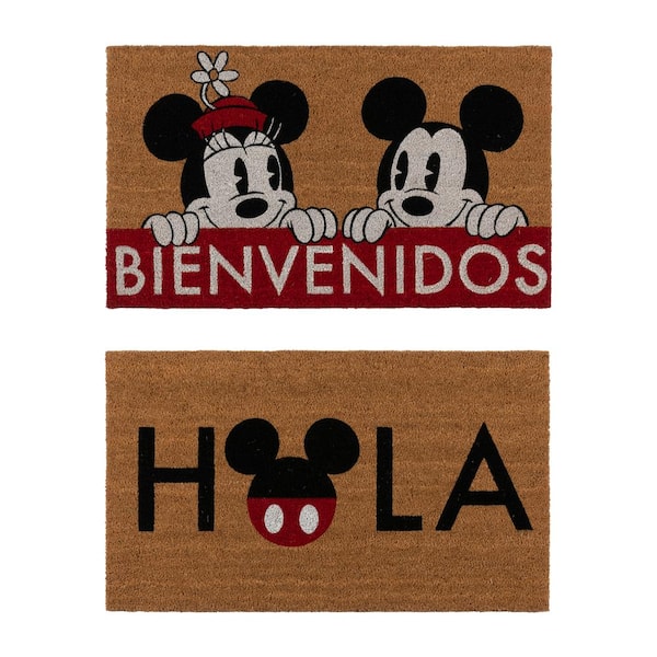 Disney Mickey Mouse Spanish 20 in. x 34 in. Coir Door Mat (2-Pack)