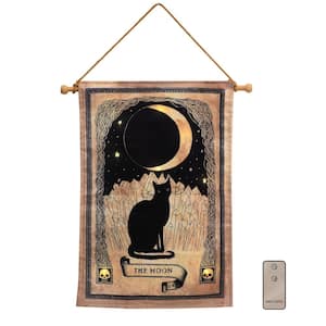 Battery Operated LED Lighted Wall Art 25 in. x 15 in - Black Cat and Moon