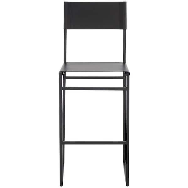 Layne Black Leather Bar Stool