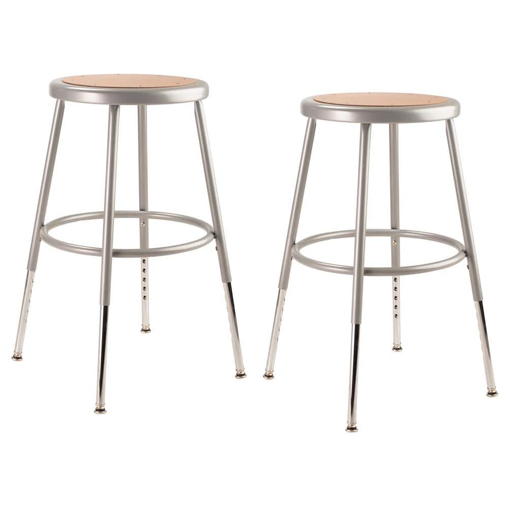 Adjustable Gray Steel Saddle-Style Laboratory Stool 19"-26.5"