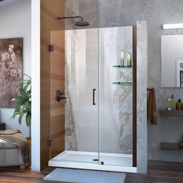 DreamLine Unidoor 42 to 43 in. x 72 in. Frameless Hinged Shower Door in Oil Rubbed Bronze