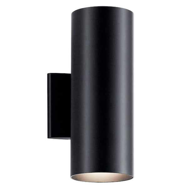 Independence 12 in. 2-Light Black Outdoor Hardwired Wall Cylinder Sconce with No Bulbs Included (1-Pack)
