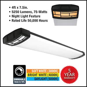 4 ft. Matte Black Mission End Caps 5250 Lumens Integrated LED Wraparound Light Adjustable CCT Night Light Feature