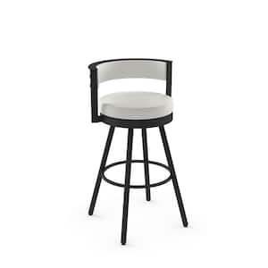 Eller 26 in. Off-White Faux Leather / Black Metal Counter Stool