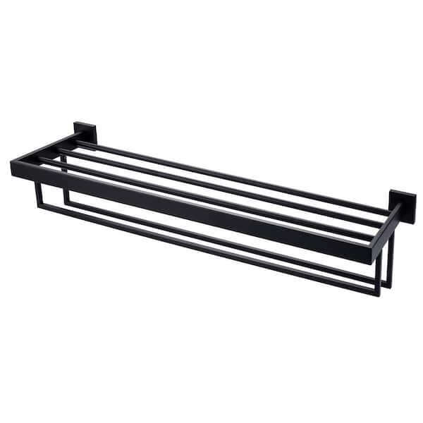 AVITAS 32 in. Stainless Steel Wall Mounted Towel Rack with Double Towel Bars for Bathroom in Matte Black