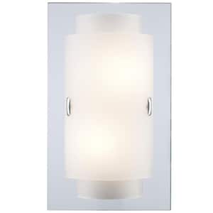 Noelle 2-Light Polished Chrome Indoor Wall Sconce Light Fixture with Frosted Glass Shade