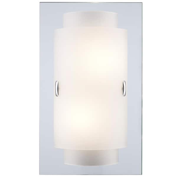 Bel Air Lighting Noelle 2-Light Polished Chrome Indoor Wall Sconce Light Fixture with Frosted Glass Shade