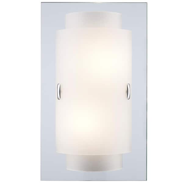 Noelle 2-Light Polished Chrome Indoor Wall Sconce Light Fixture with Frosted Glass Shade